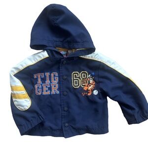 Y2K Disney Pooh & Friends Tigger baseball Hooded Jacket – Navy Blue Yellow – 24M
